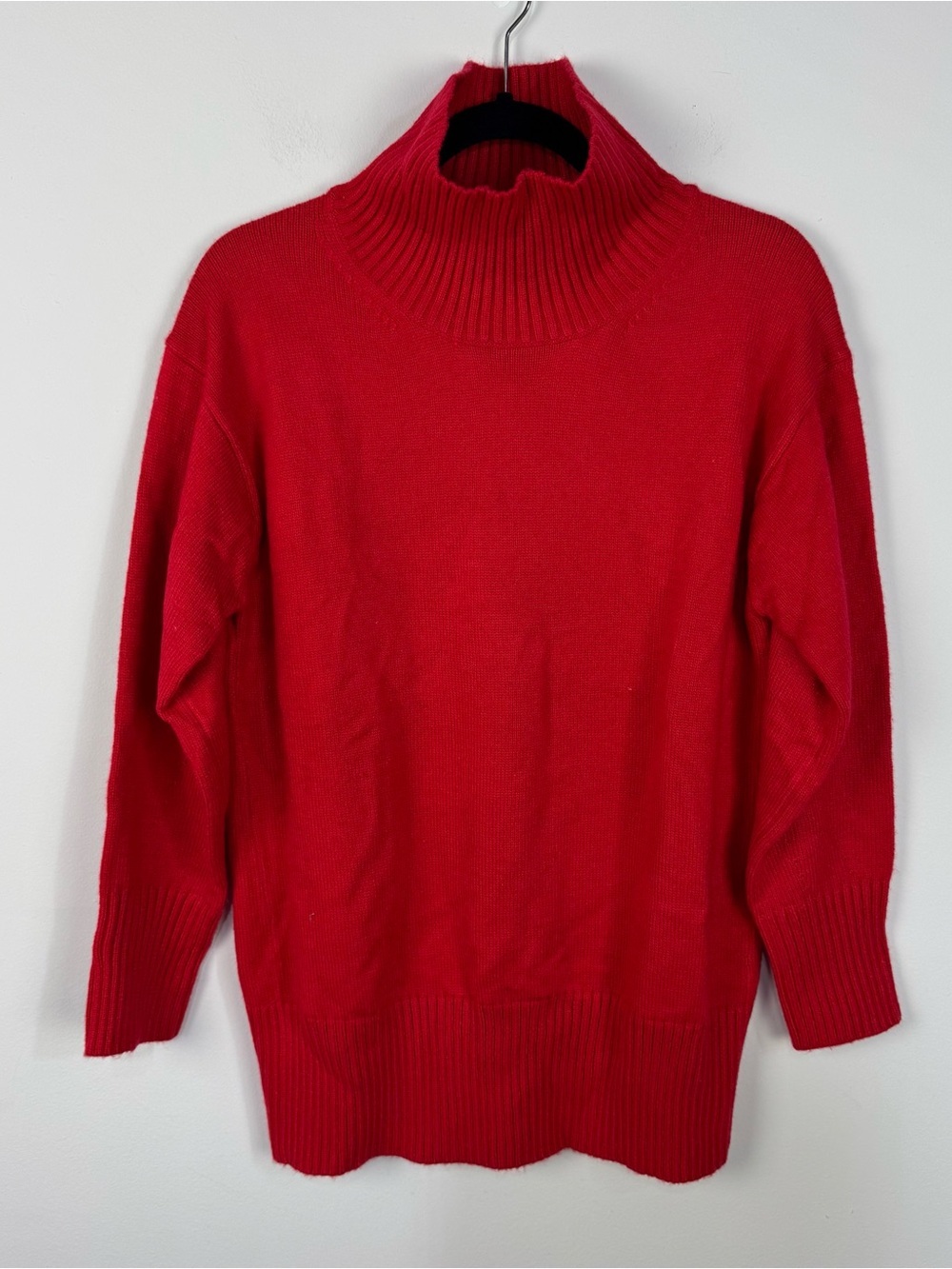 Ann Taylor Red Wool Blend Mock Neck Sweater Christmas Holiday Valentines Day